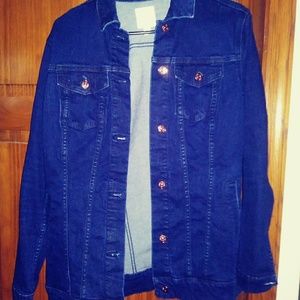 Lularoe denim jacket with rose gold buttons